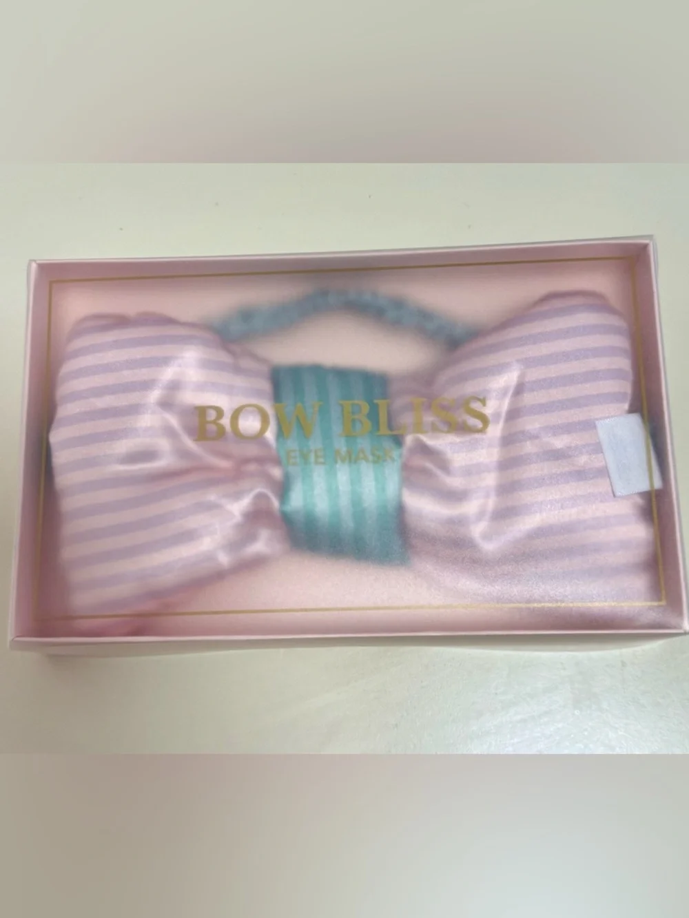 Bow Bliss Striped Bow Eye Mask - Pink & Teal
